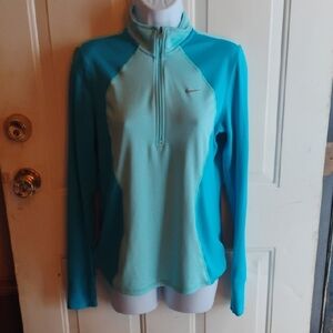 Nike Teal and Light Blue Quarter-Zip Top